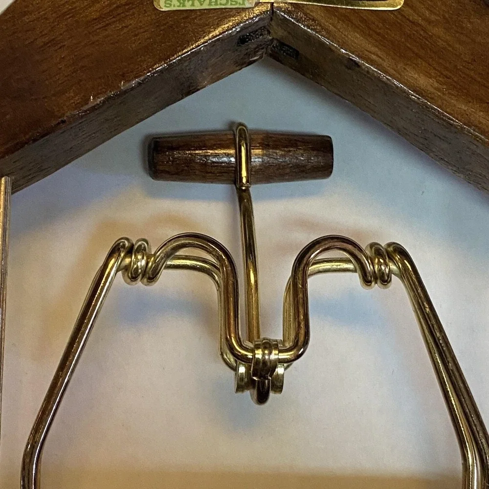 Vintage Wooden Metal Suit Hangers Mid Century Modern Lot of 3 Made in Taiwan
